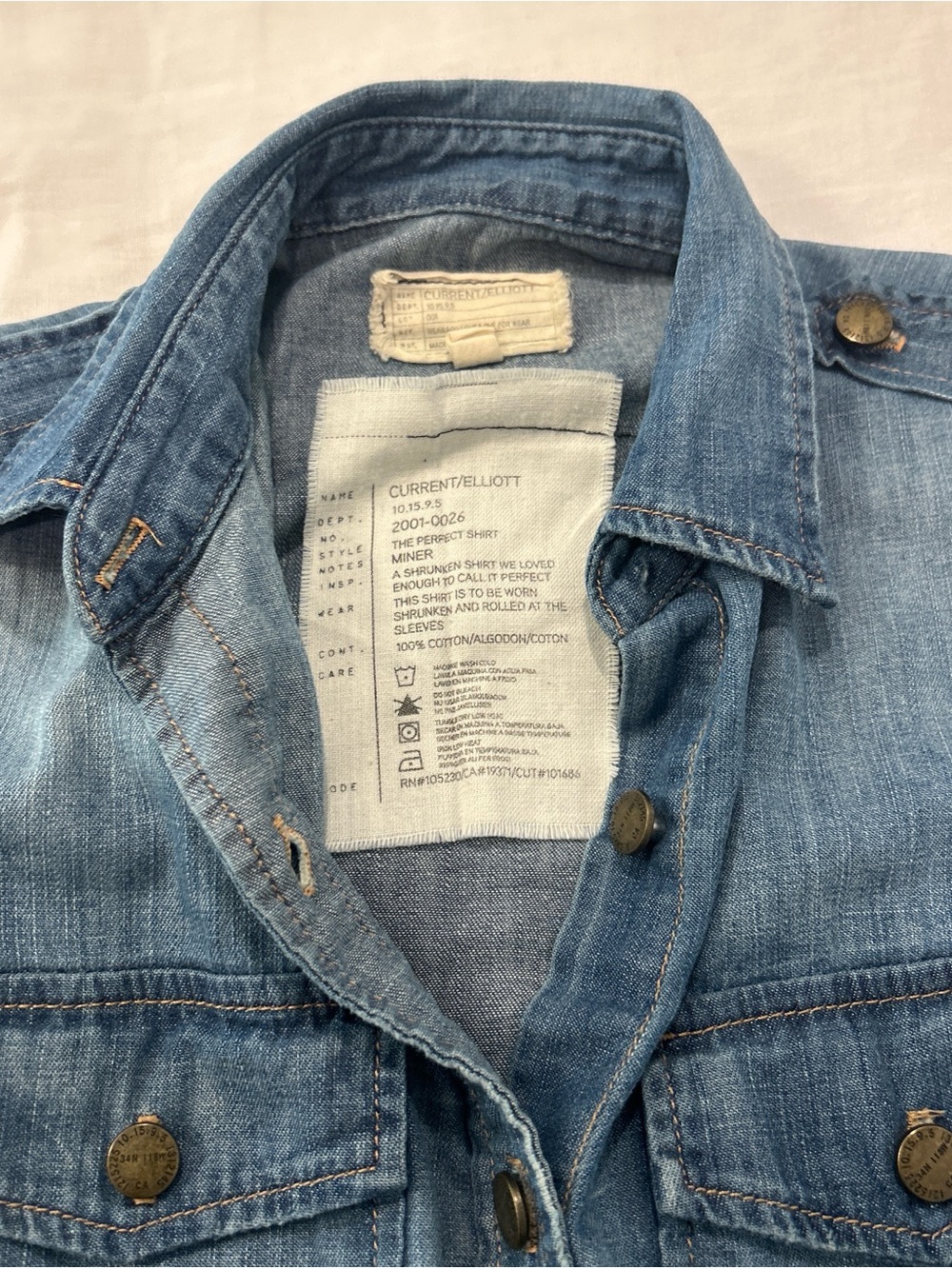 Current Elliott Denim Utility Button-Front shirt/Jacket - Blue - Picture 3 of 4